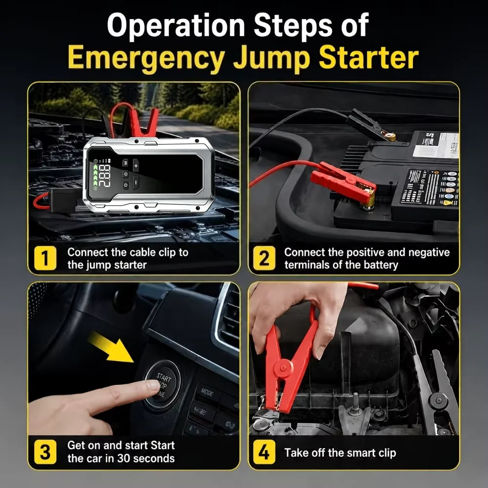 All-in-One Jump Starter & Air Compressor – 15000A Peak, 350 PSI
