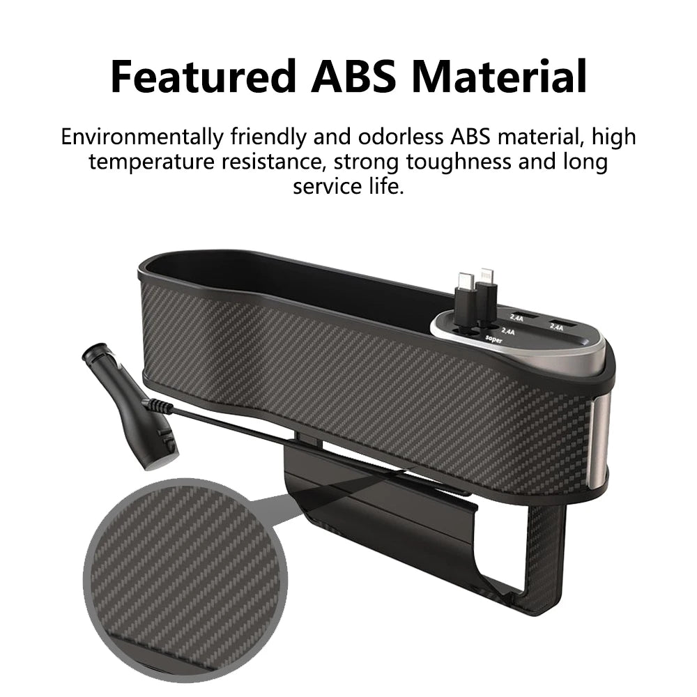 Car Seat Gap Organizer with Dual USB Charging Ports | Cup Holder & Storage