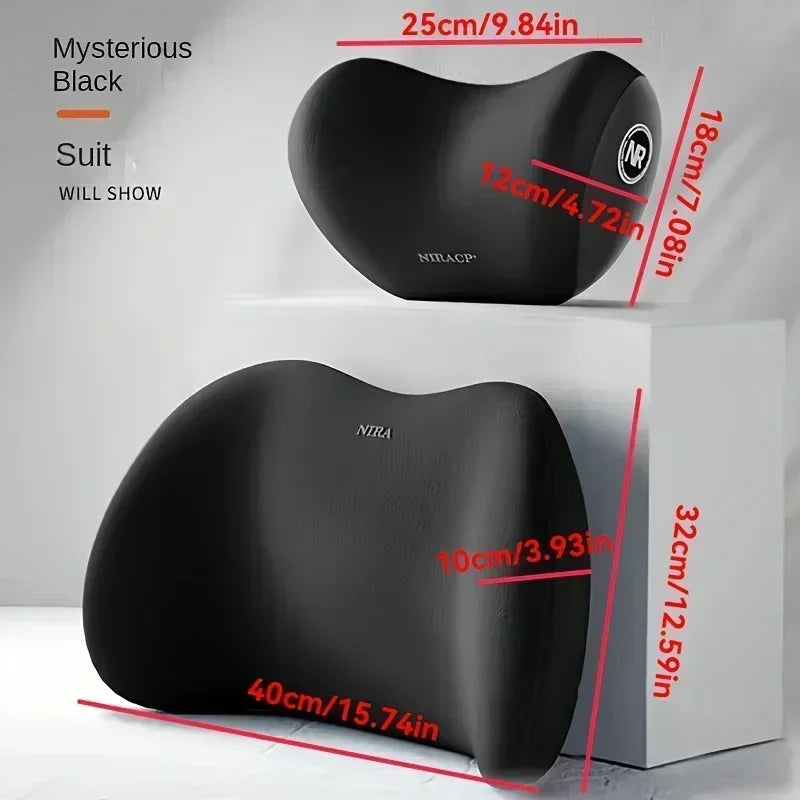 Ergonomic Memory Foam Car Seat Cushion & Neck Headrest Pillow Set