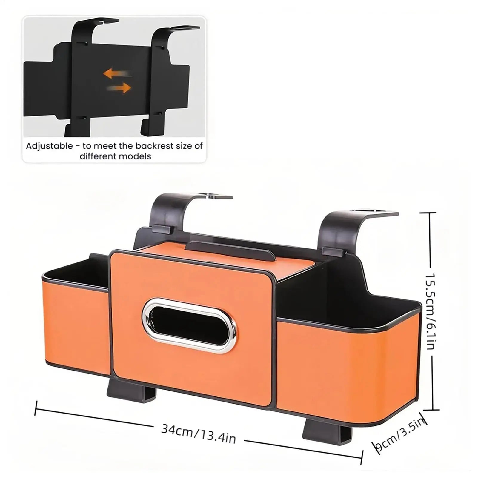 Car Back Seat Organizer with Tissue Holder & Hooks
