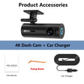 4K Dash Cam – 3840×2160 Car DVR with WiFi, Night Vision & Front Camera