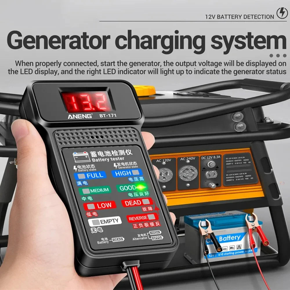 ANENG BT-171 12V Car Battery Tester with LED Display & Reverse Protection