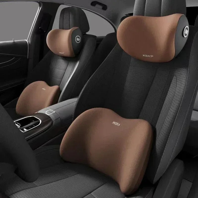 Ergonomic Memory Foam Car Seat Cushion & Neck Headrest Pillow Set