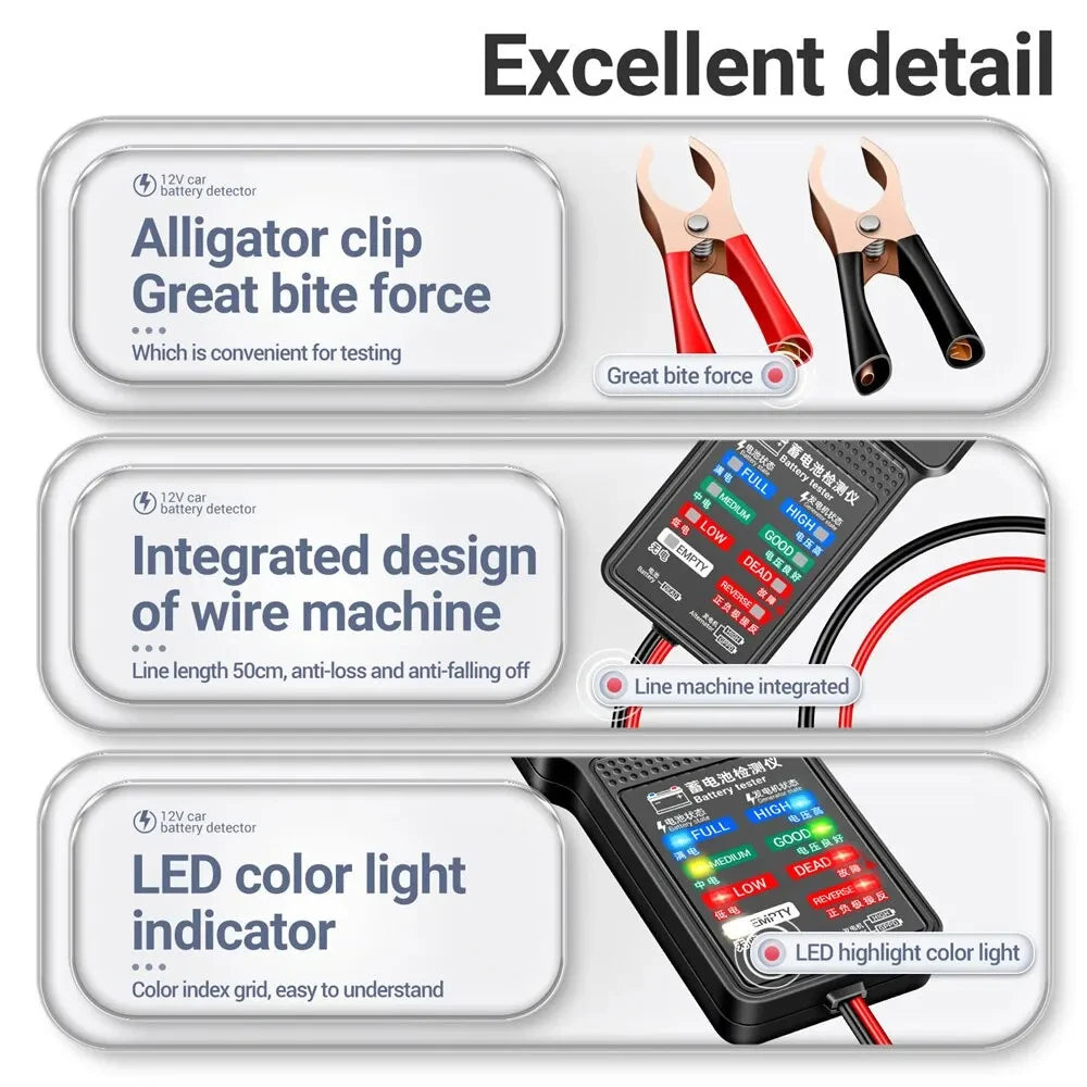 ANENG BT-171 12V Car Battery Tester with LED Display & Reverse Protection