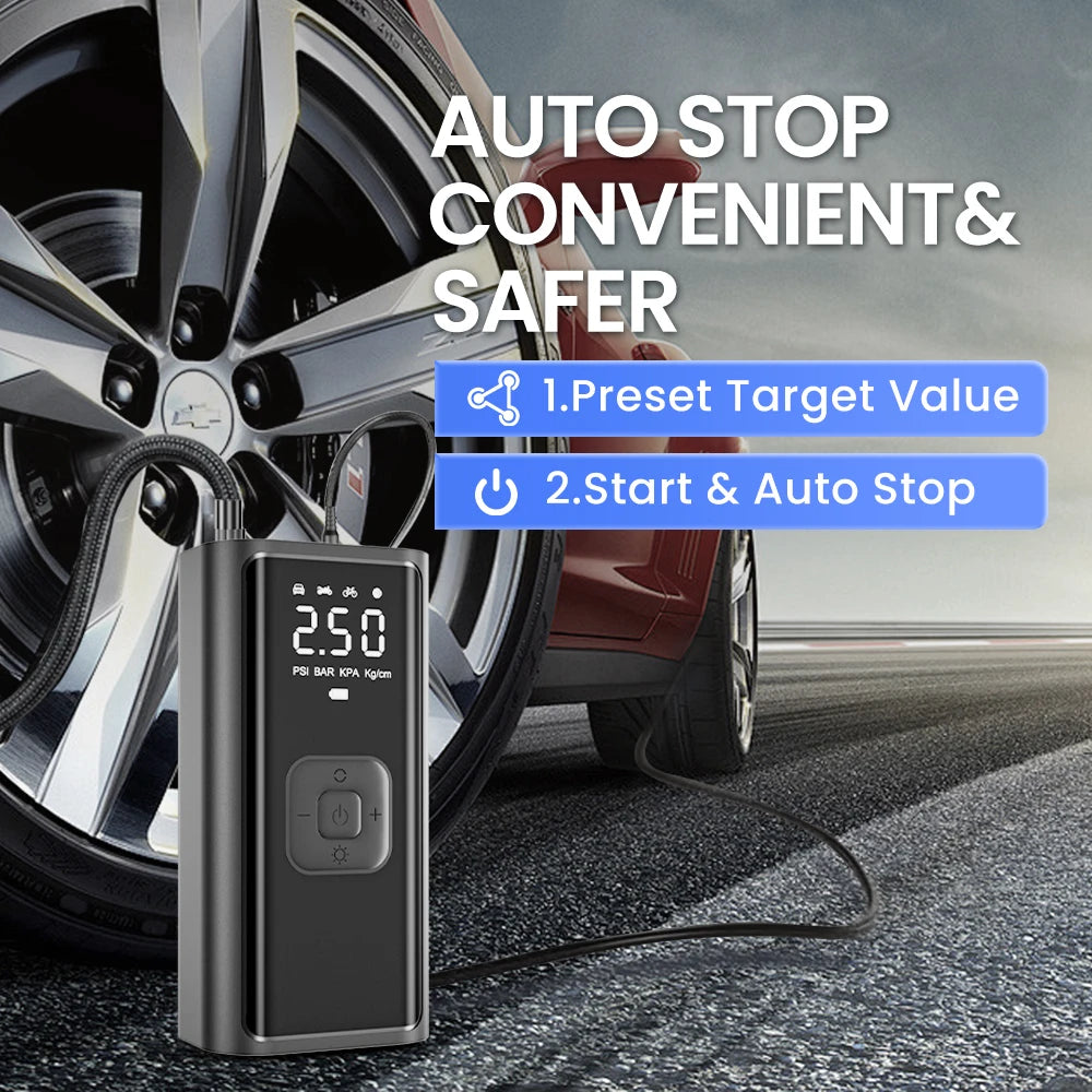 Portable Tire Inflator – 150 PSI Fast Air Compressor for Car, Bike & Motorcycle