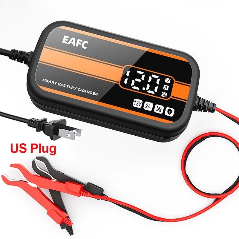12V Smart Car Battery Charger | 2A Intelligent Digital Display | Cars, SUVs & Motorcycles