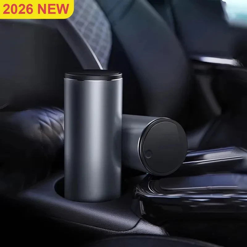 Car Trash Bin – 500mL Metal Alloy Garbage Can with Rolling Cover