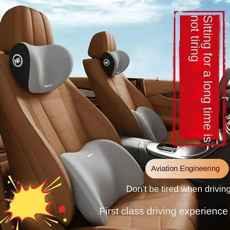 Ergonomic Memory Foam Car Seat Cushion & Neck Headrest Pillow Set