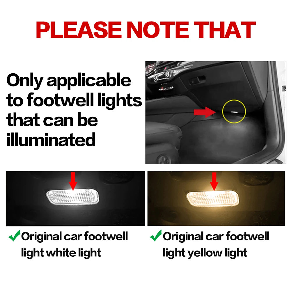 LED Car Footwell Atmosphere Light – 7 Colors, 18 Modes (2-Pack) for VW Models
