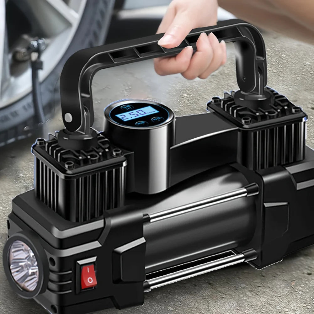 Portable 12V Tire Inflator — 150 PSI Dual Cylinder Air Compressor for Car, SUV & Van