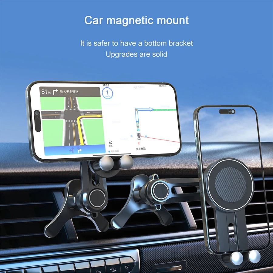 MagSafe Car Phone Mount — Magnetic Vent Holder, No Vent Blocking