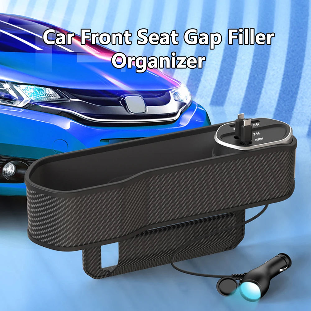 Car Seat Gap Organizer with Dual USB Charging Ports | Cup Holder & Storage