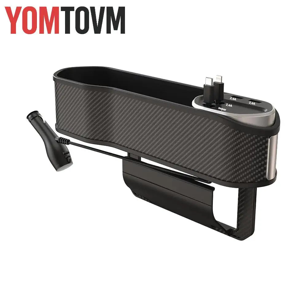 Car Seat Gap Organizer with Dual USB Charging Ports | Cup Holder & Storage