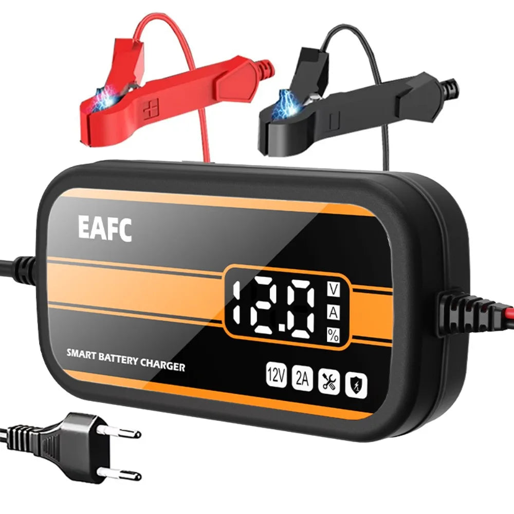 12V Smart Car Battery Charger | 2A Intelligent Digital Display | Cars, SUVs & Motorcycles