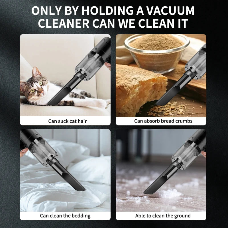 Handheld Cordless Vacuum Cleaner – 15,000 Pa 5-in-1 with HEPA Filter & 4 Nozzles