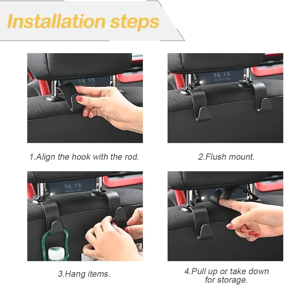 Car Headrest Hooks – Multi-Purpose Seat Back Hangers for Bags, Groceries & More