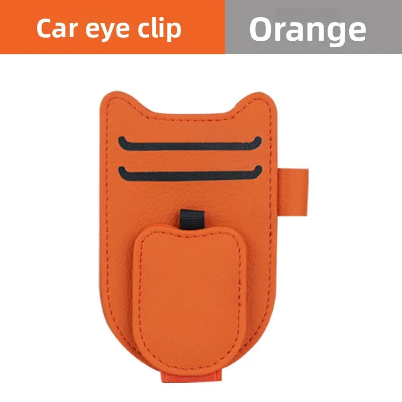 Magnetic Car Sun Visor Sunglasses Holder – PU Leather Glasses & Card Clip