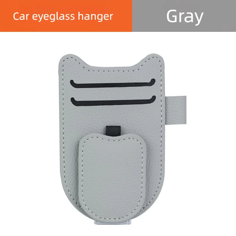 Magnetic Car Sun Visor Sunglasses Holder – PU Leather Glasses & Card Clip
