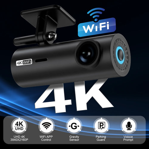 4K Dash Cam – 3840×2160 Car DVR with WiFi, Night Vision & Front Camera