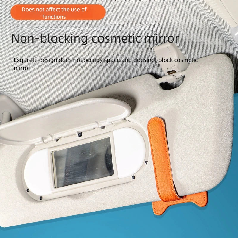 Magnetic Car Sun Visor Sunglasses Holder – PU Leather Glasses & Card Clip