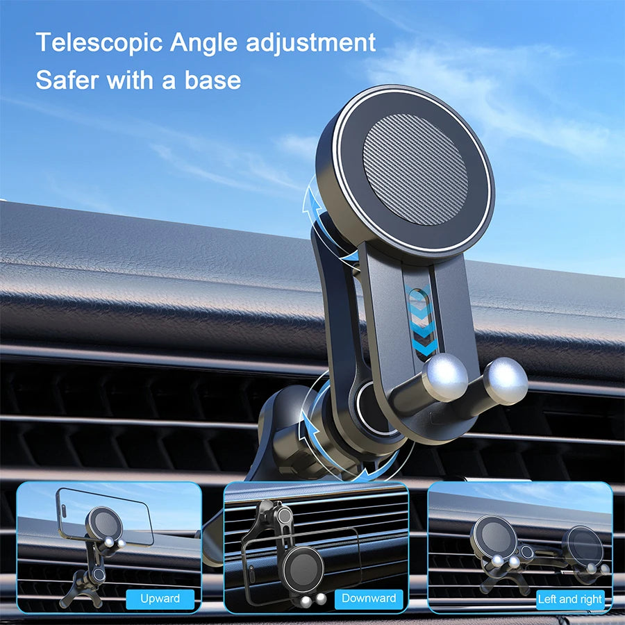 MagSafe Car Phone Mount — Magnetic Vent Holder, No Vent Blocking